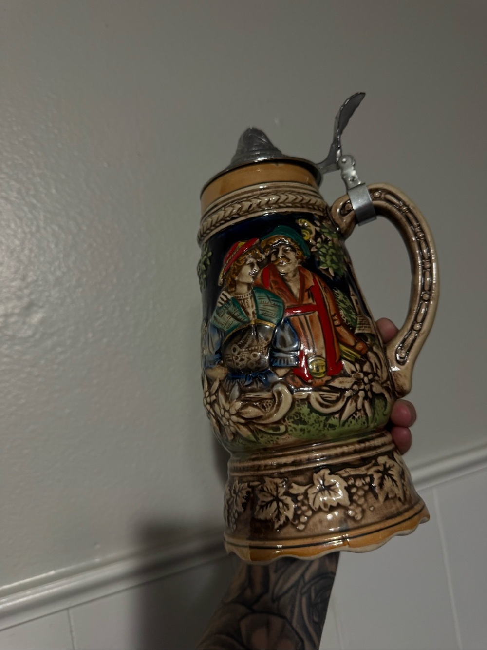 Vintage Toyo Musical Beer Stein with Pewter Lid